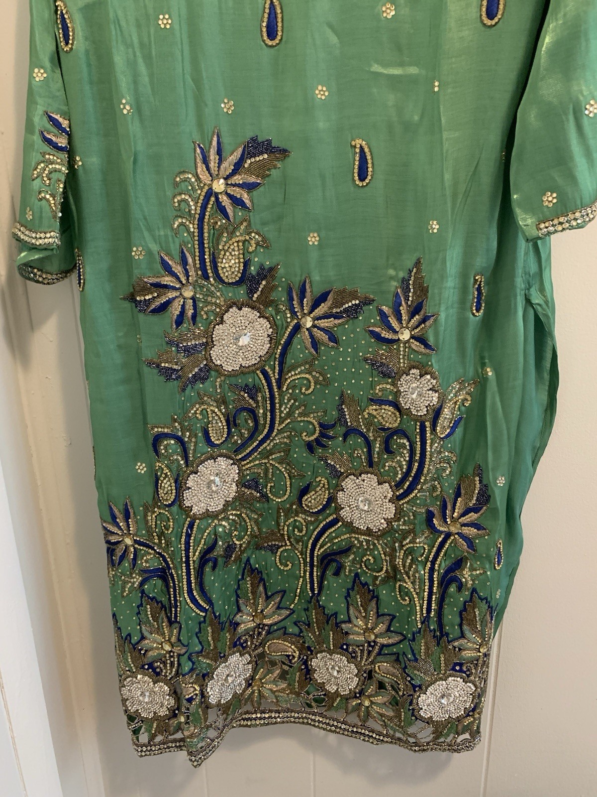 Indian/pakistani Women Green And Blue Shalwar Kmmeez Brand New