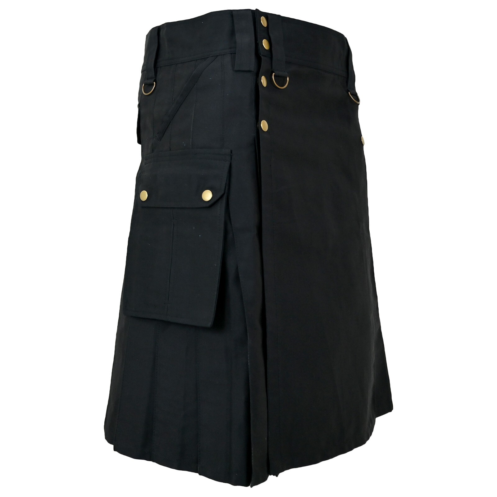 Utility Cargo Kilt Black with 6 Pockets Scottish Kilt Highlander Outfit Trendy