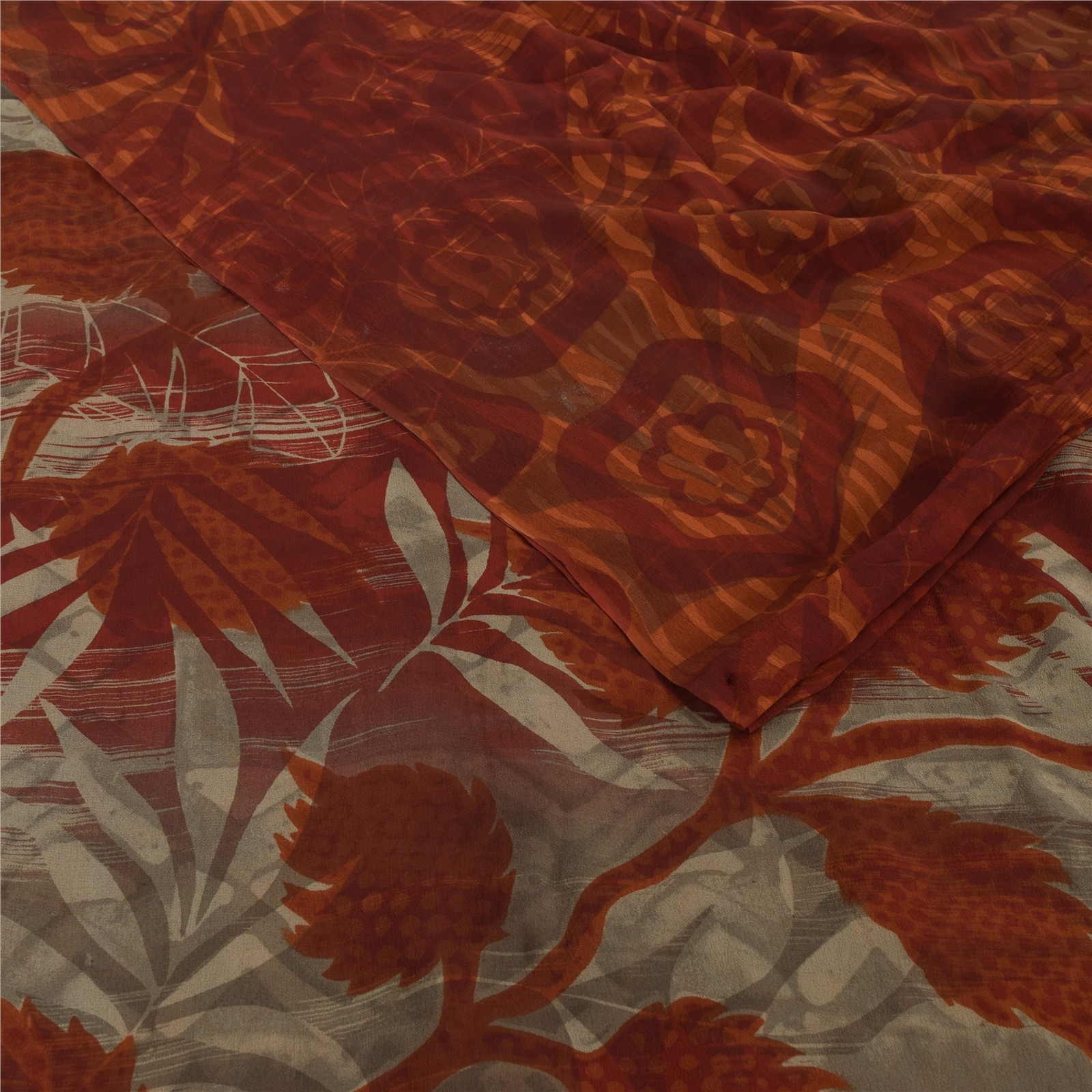 Sanskriti Vintage Dark Red Sarees Pure Georgette Silk Printed Sari Craft Fabric