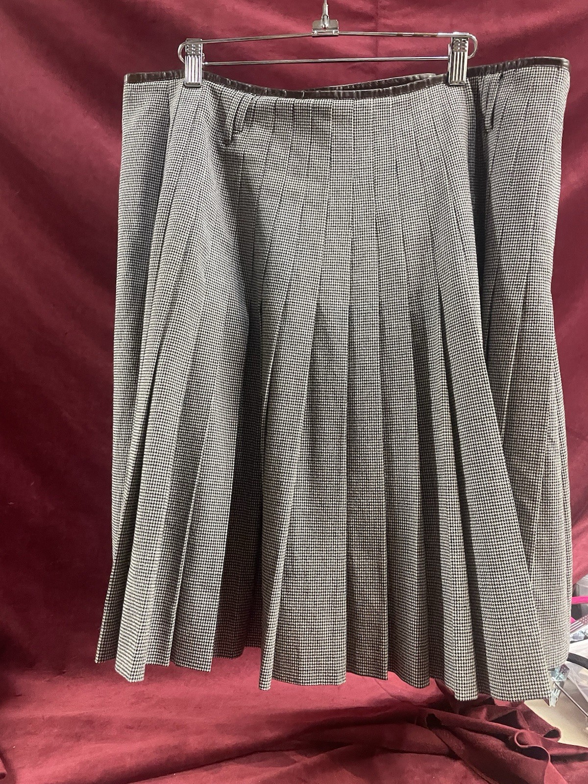 Jean Paul Gaultier Vintage Man Kilt Archival Herringbone Wool Leather 1990s Gray
