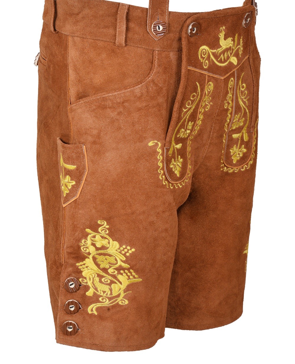 Oktoberfest Lederhosen Bavarian Men German Cowhide Real Leather Matching Shorts
