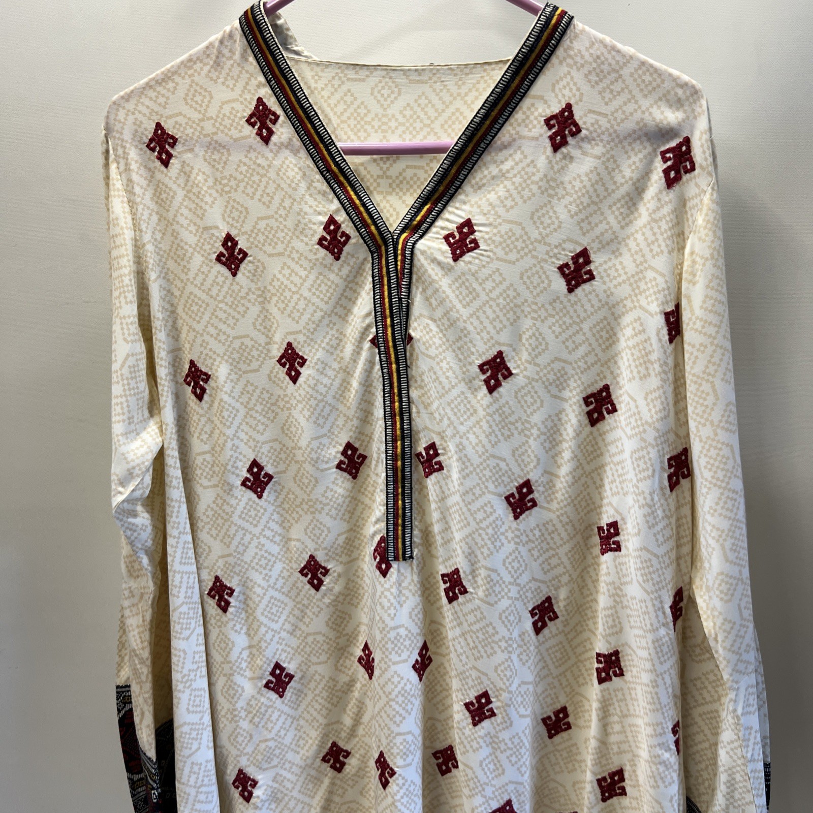 Limelight Women’s Embroidered Cross Stitch Kameez Long Sleeve Top Size Large