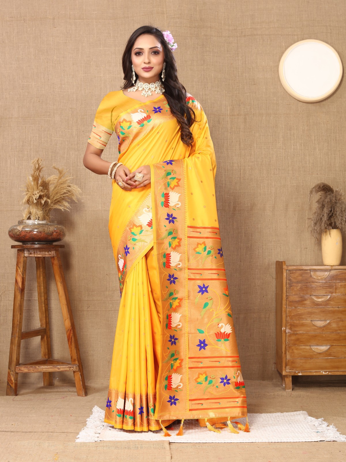 Premium Lichi Silk Saree Copper Zari Woven Rich Pallu Latest Trending Sari Gift