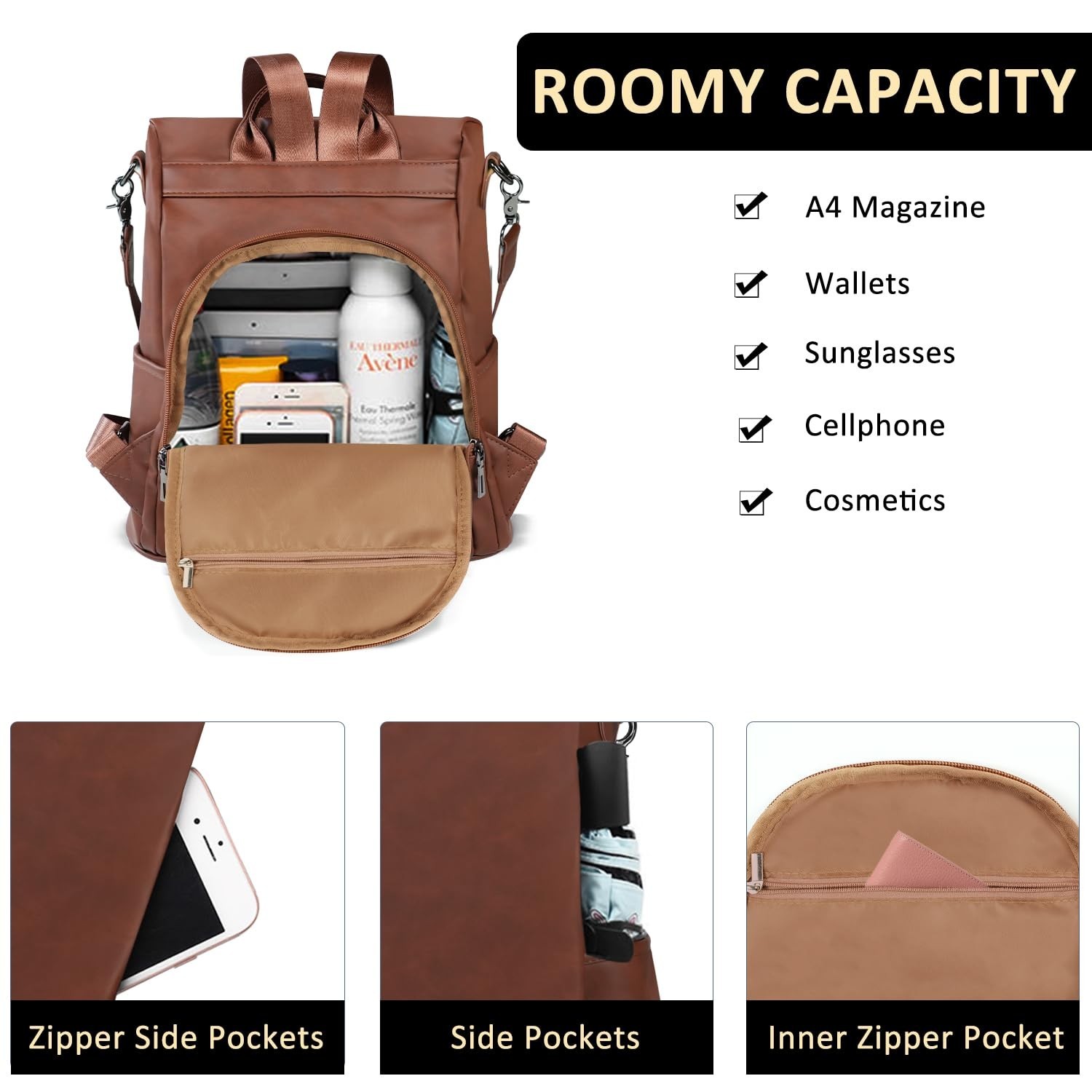 Fmeida Backpack Purse for Women PU Leather Anti Theft Backpack for Travel Con…