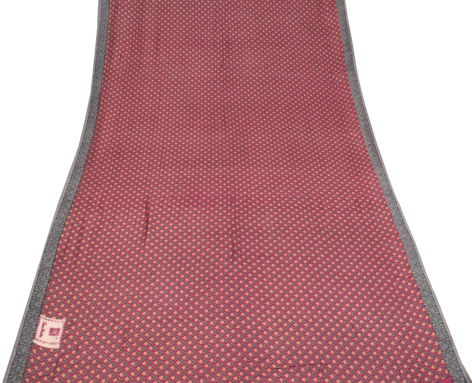 Sushila Vintage BRANDED Magenta Saree Pure Woolen Floral Print Soft Sari Fabric