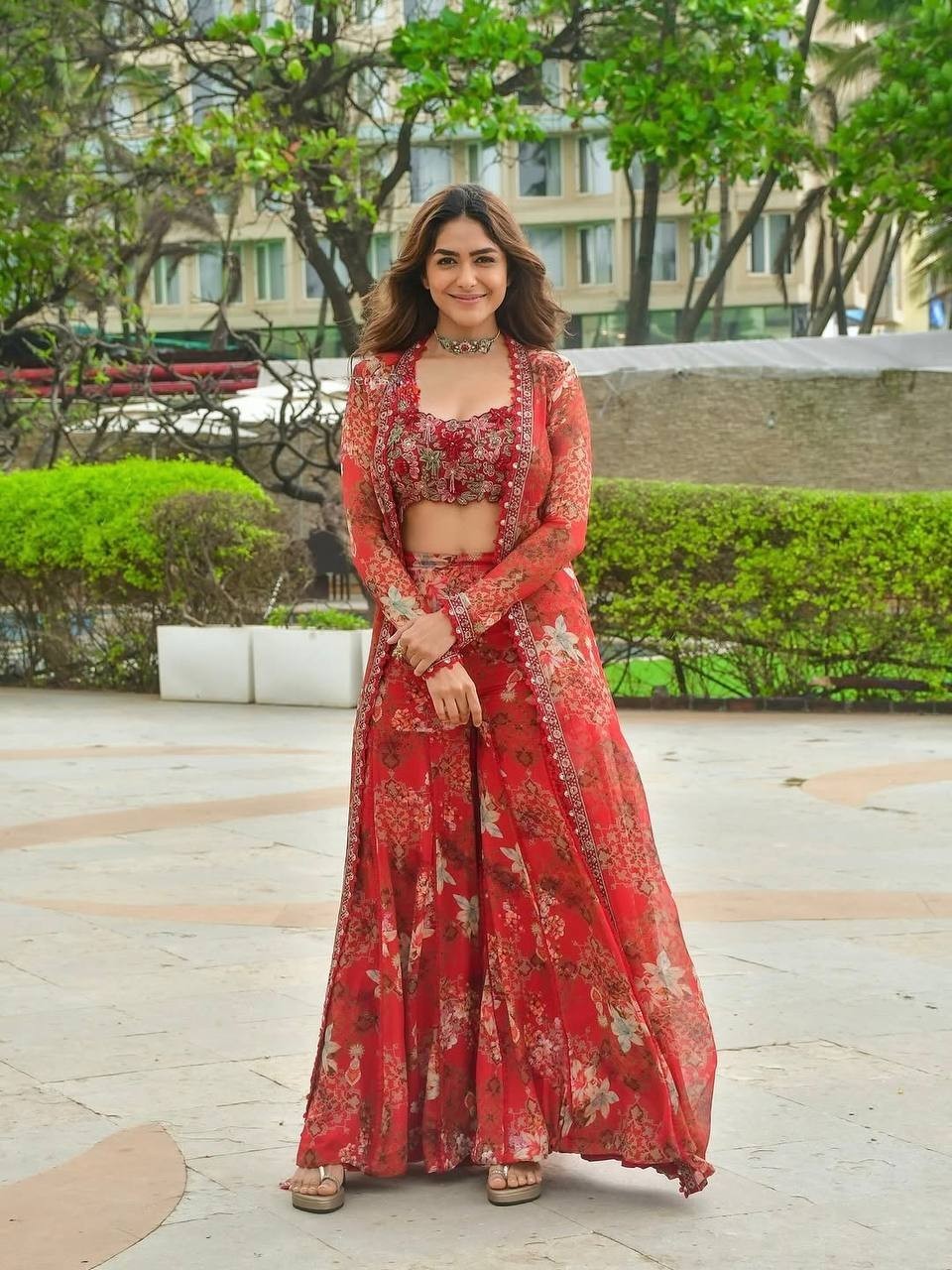 Readymade Designer Stitched Sharara Blouse with Shurg suits Dress For Women