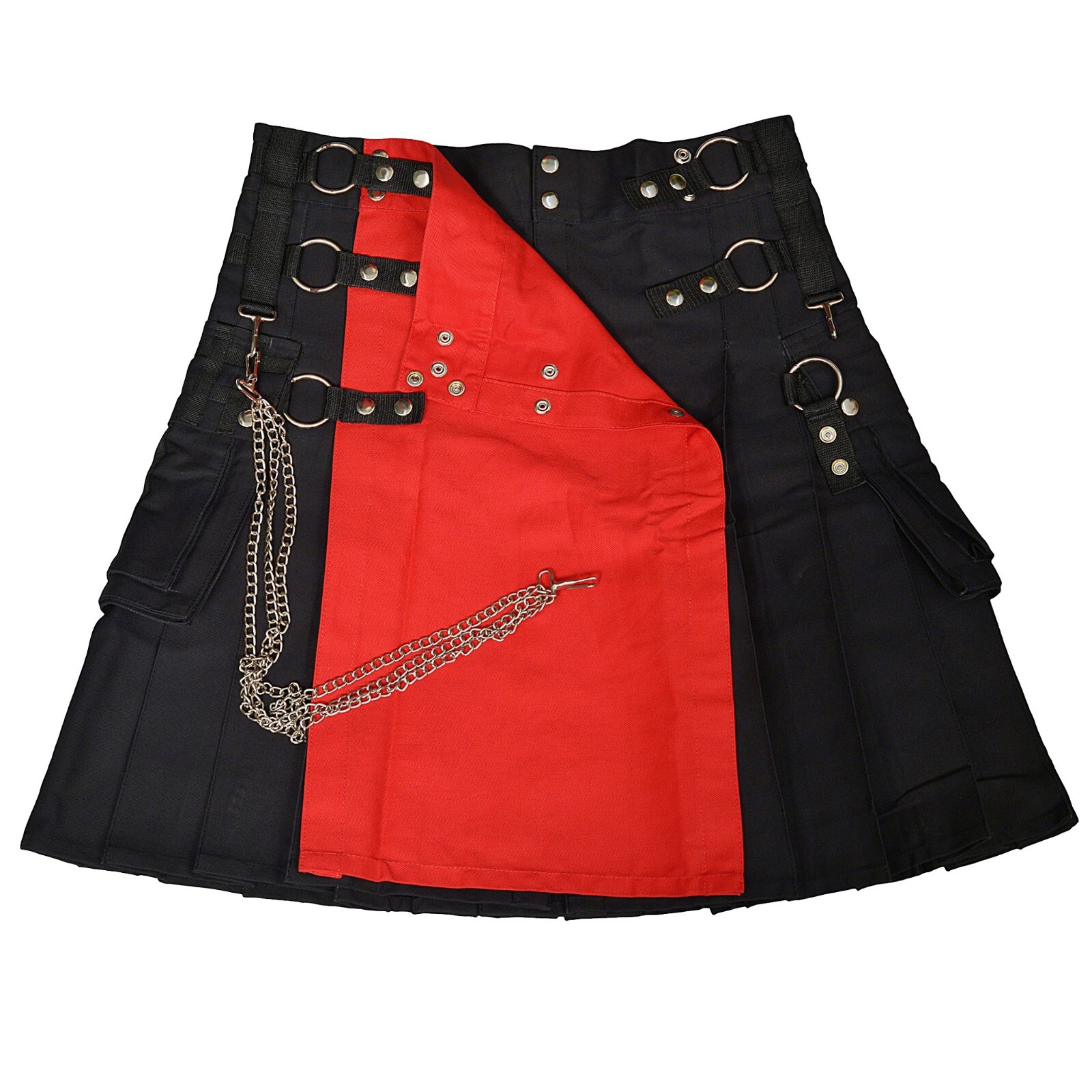 Utility Kilt Black with Removable Chains & Apron Scottish Outfit Wedding Dress