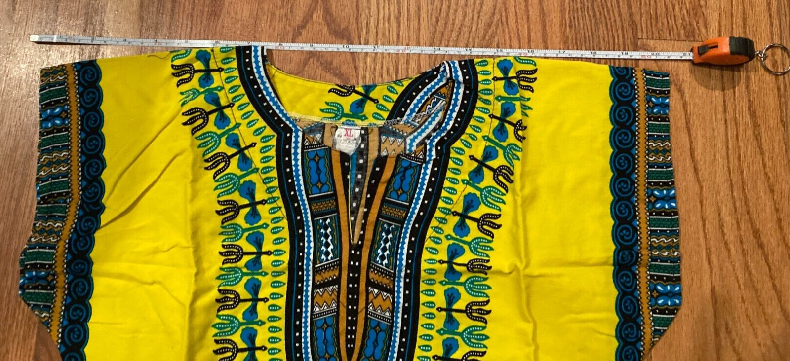 African Dishaki UNISEX KIDS Yellow, Blue & Black Size XL EMCHIT #6669