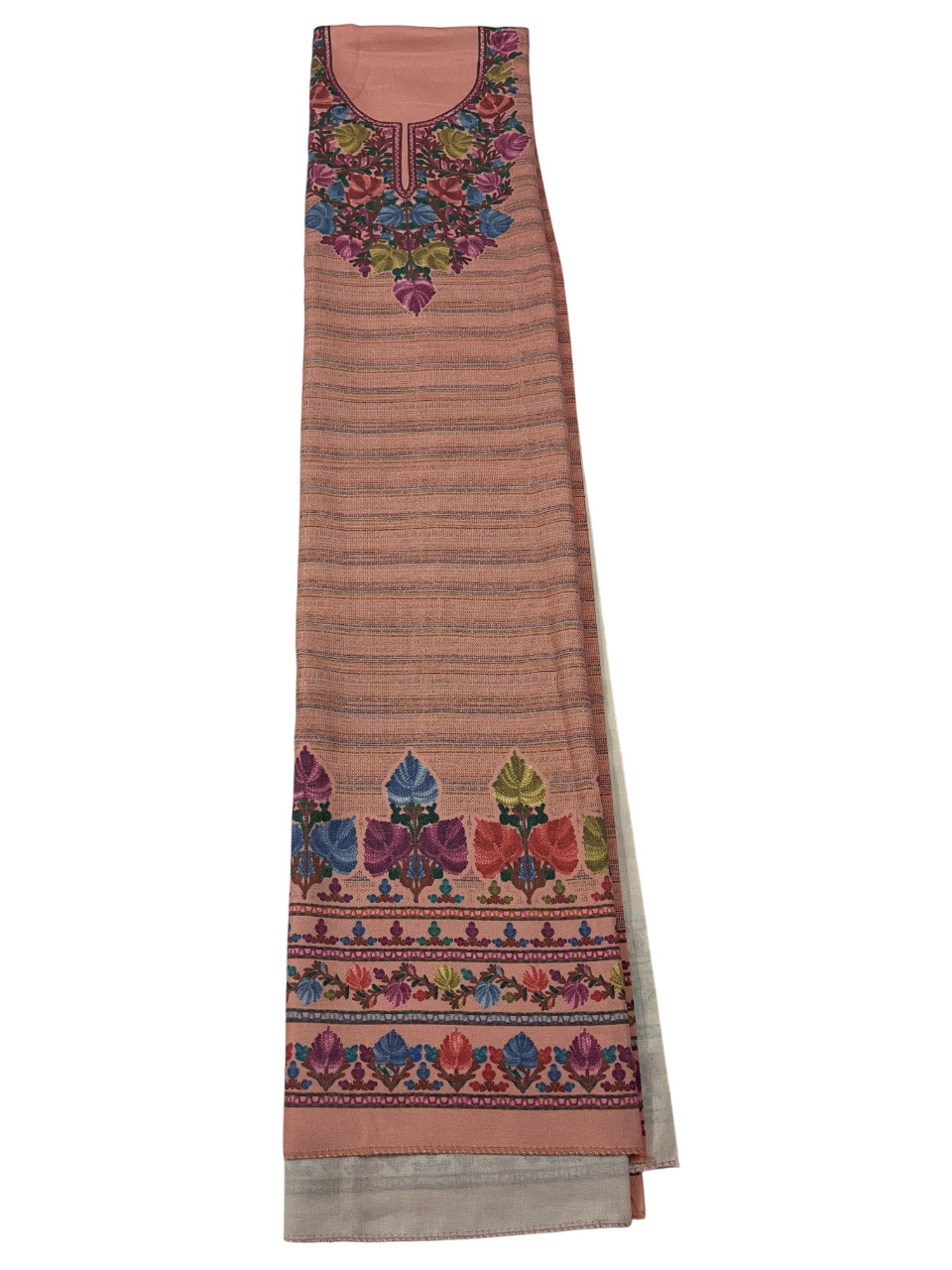 Floral Print Acrylic Wool Blend Unstitched Salwar Suit Material For Women