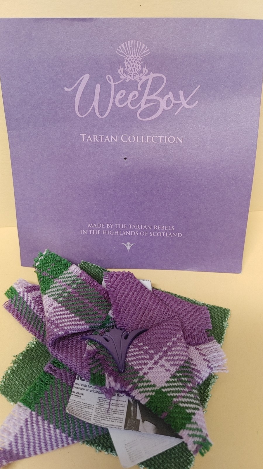WeeBox Tartan Corsage Prickly Thistle Handmade Highlands Scotland Purple Green