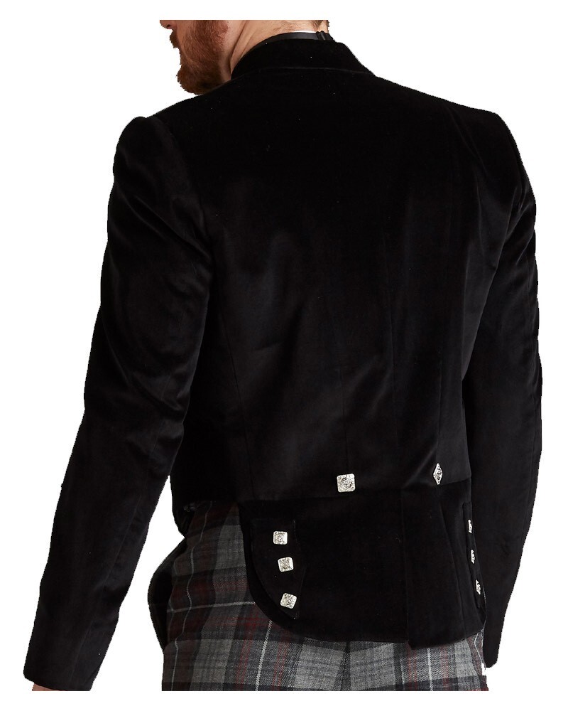 Men’s Scottish Black Velvet Prince Charlie Jacket 3 Button Jacket