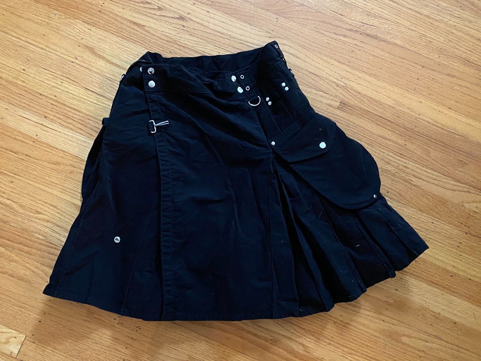 Buzz Kidder Originals of California Black Goth/Utility/Hybrid Kilt Size 34