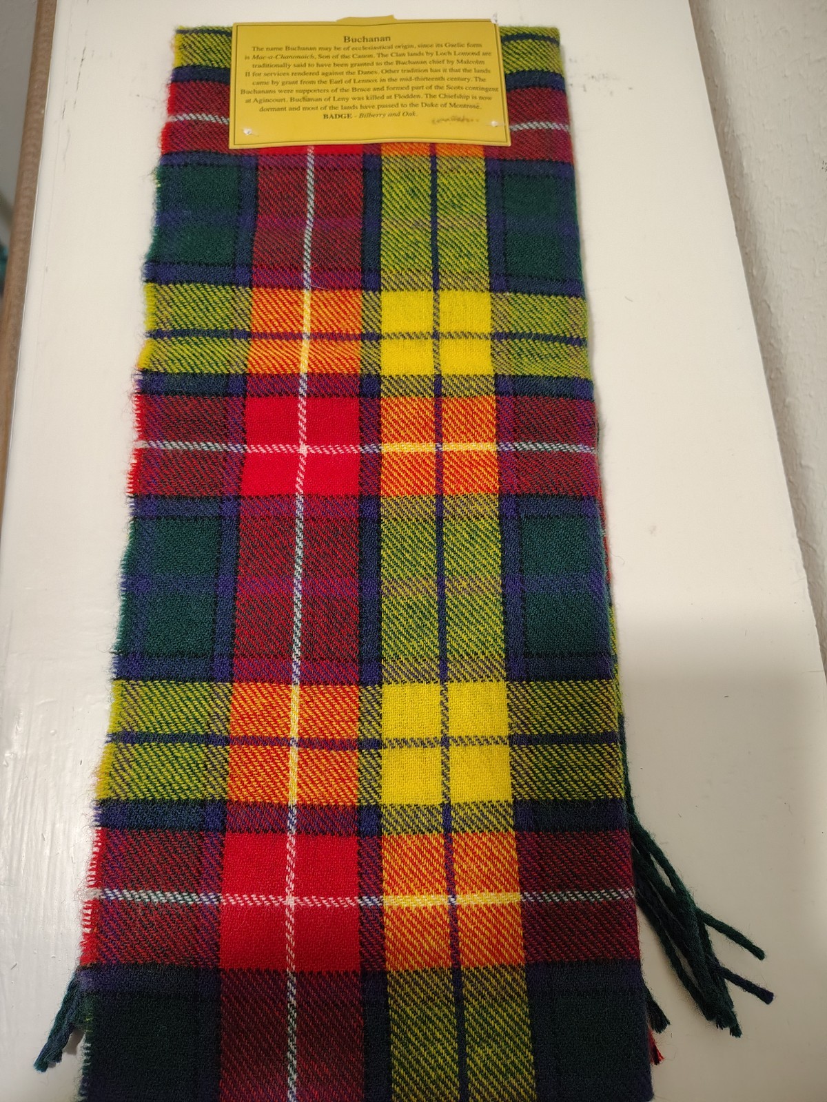 Buchanan Clan Tartan Scarf 100% Pure New Wool Made in Scotland. Ingles Buchan
