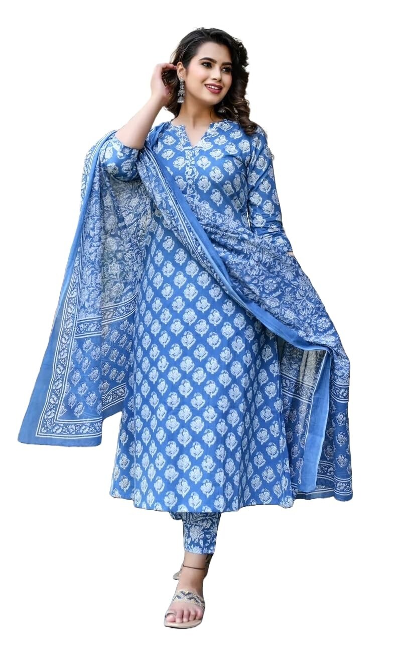 Women’s Viscose Printed Kurta Pant With Dupatta Set