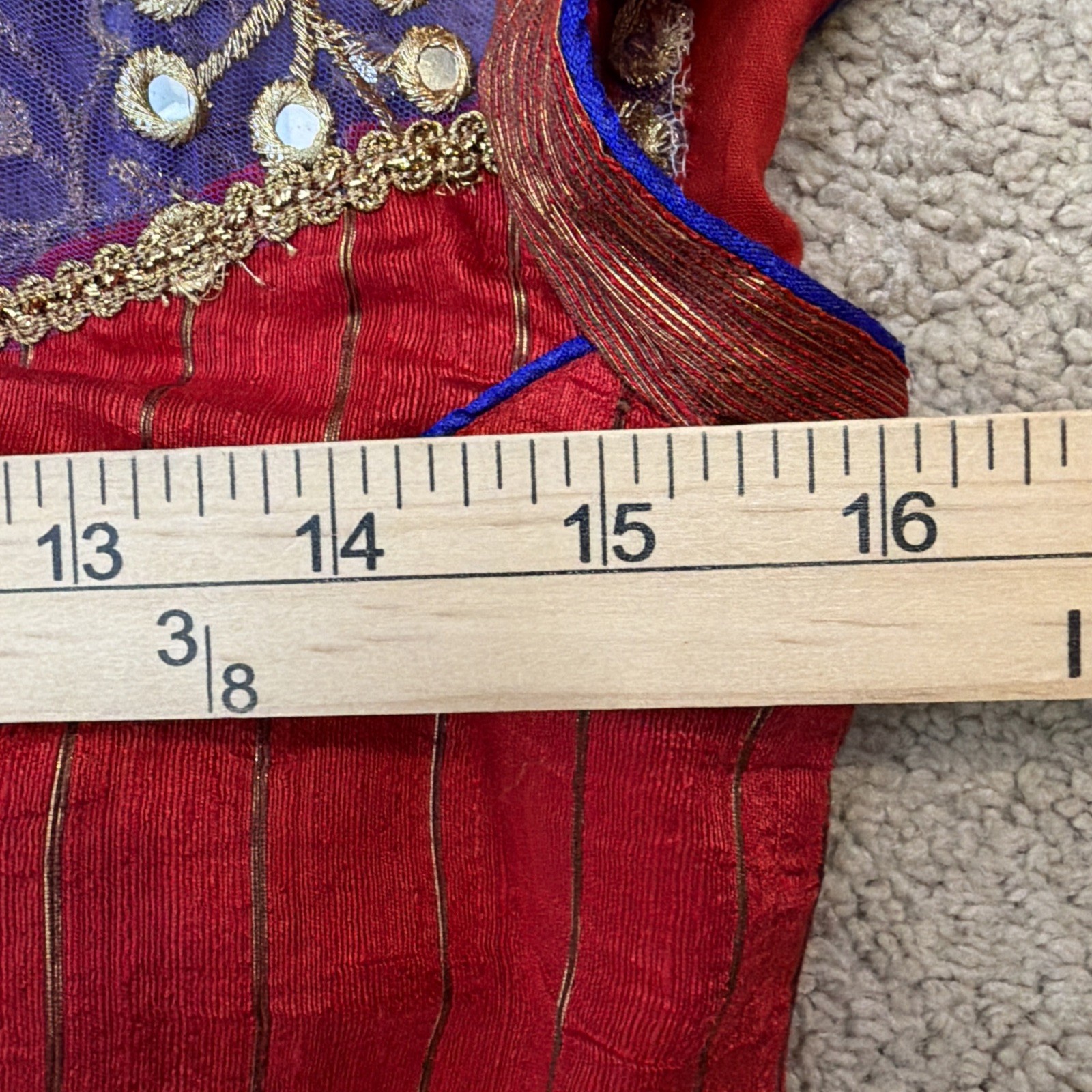 Indian Handmade Brocade Blouse Red Multicolor Gold | Crop Choli Top Wedding Sari