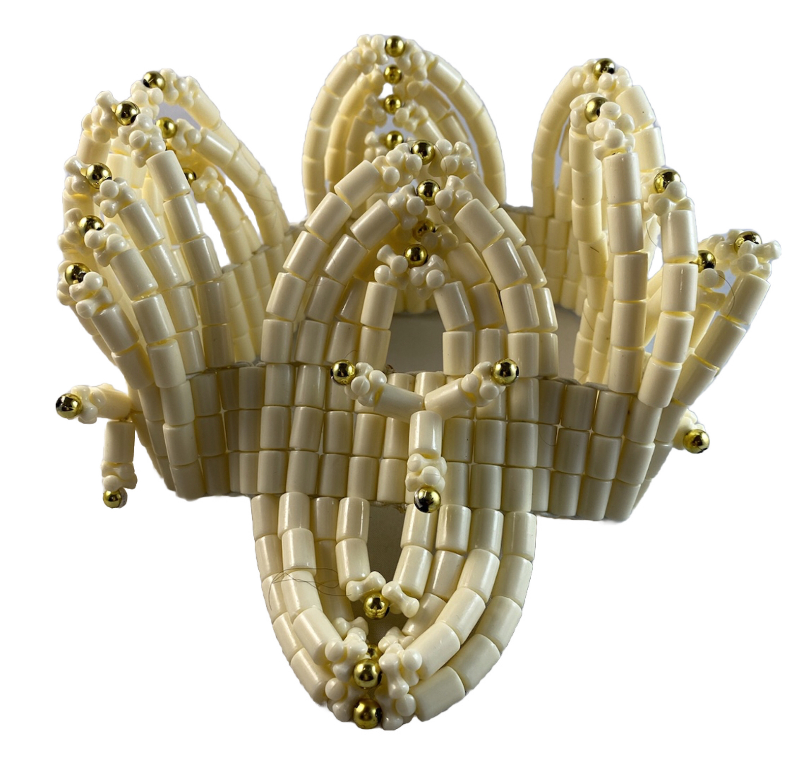 AFRICAN Royal Bridal Olori, Igbo, Edo Ivory Coral color Beads Crown