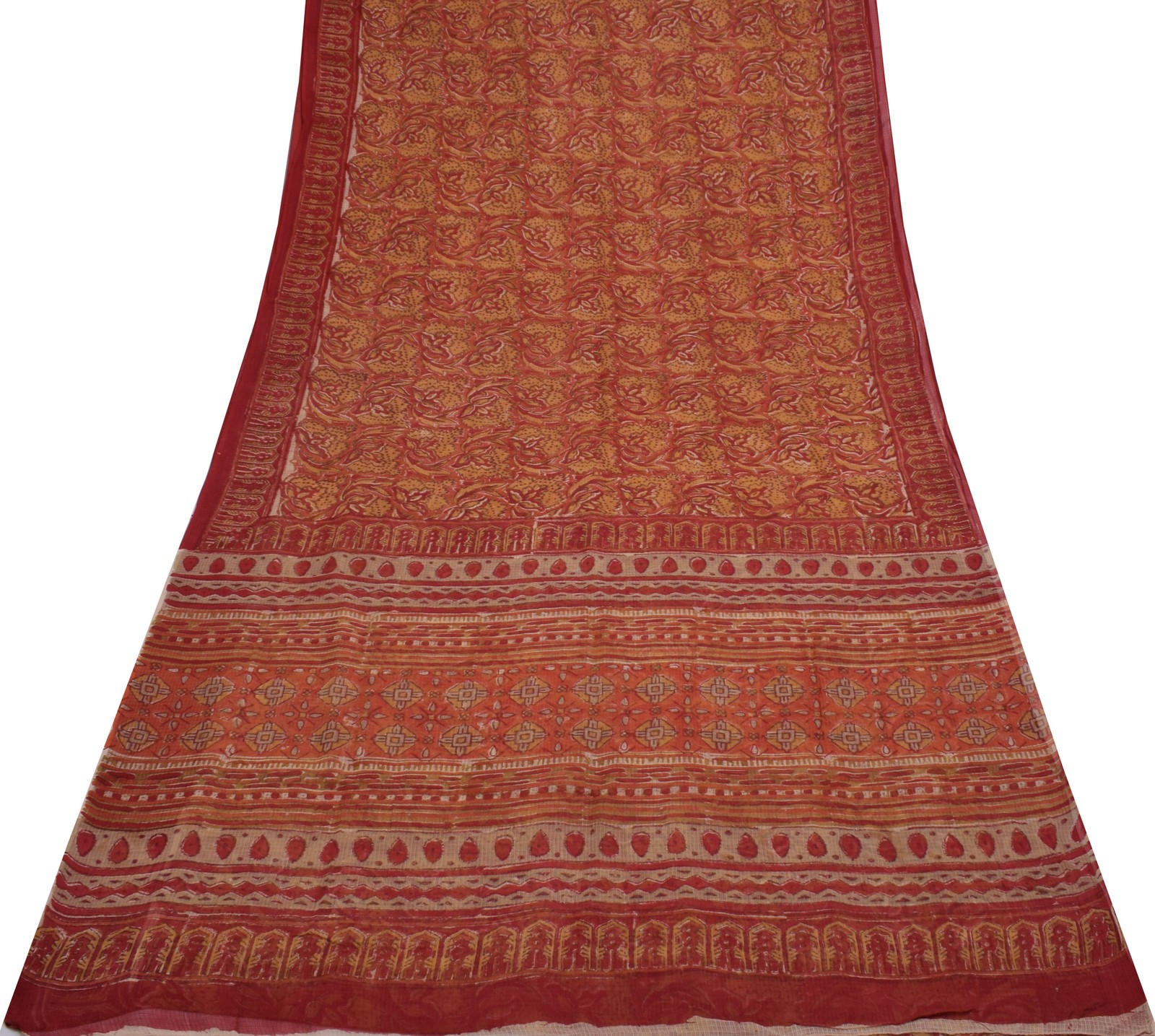 Sushila Vintage Indian Saree 100% Pure Cotton Printed Floral Craft 5 Yard Fabric