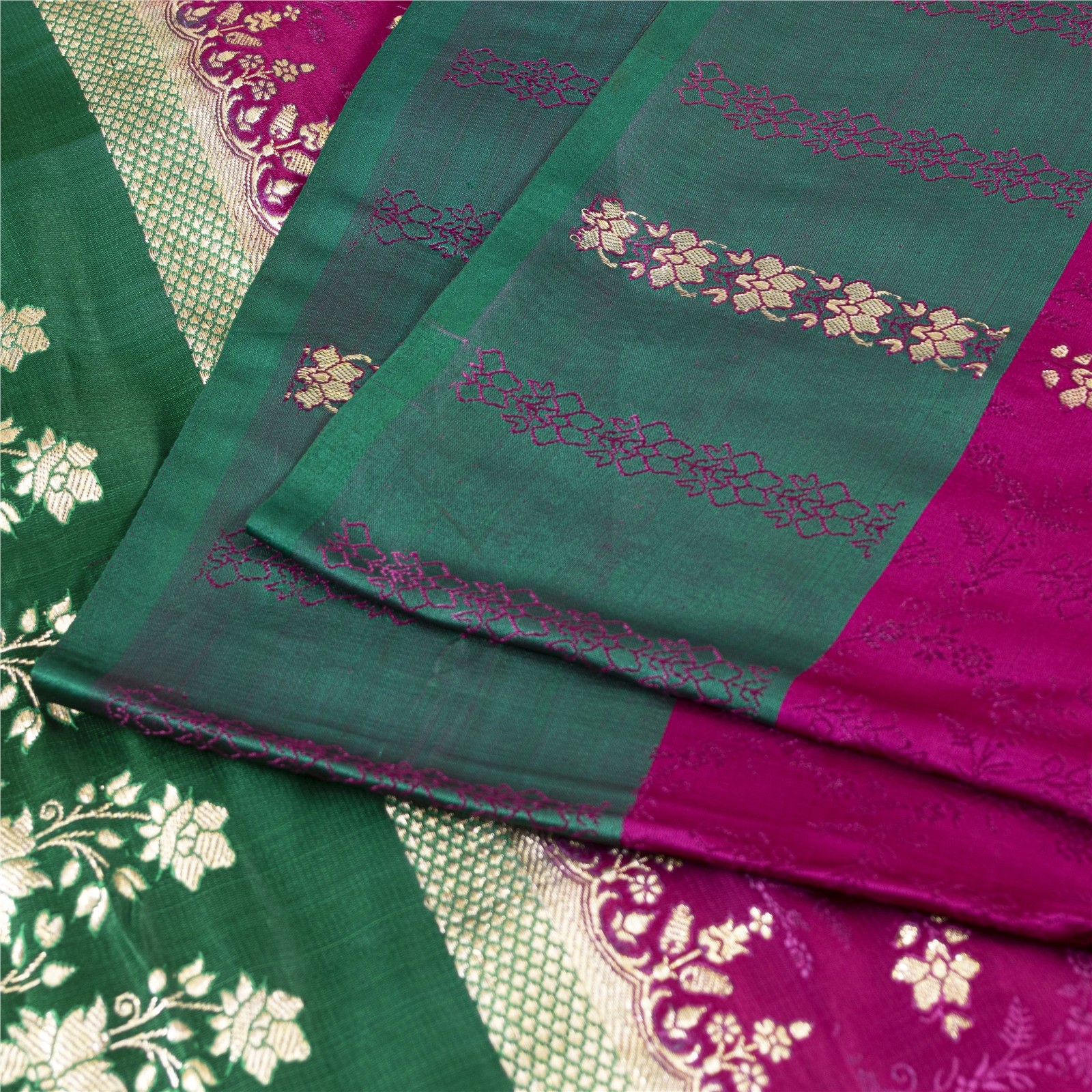 Sanskriti Vintage Purple Pure Satin Sarees Banarasi Brocade Zari Hand Woven 5+YD