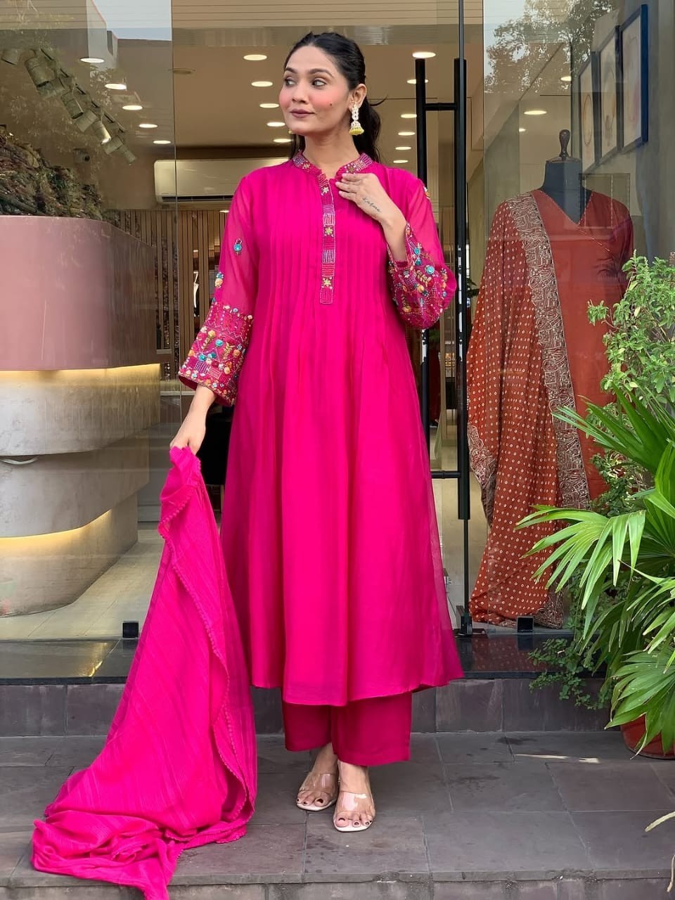 Fully Stitched Kurta Palazzo Dupatta Set Pakistani Salwar Kameez Readymade
