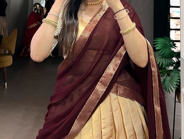 New Launching Kanchipuram Cream Lehenga Choli With Dupatta For Function Wear