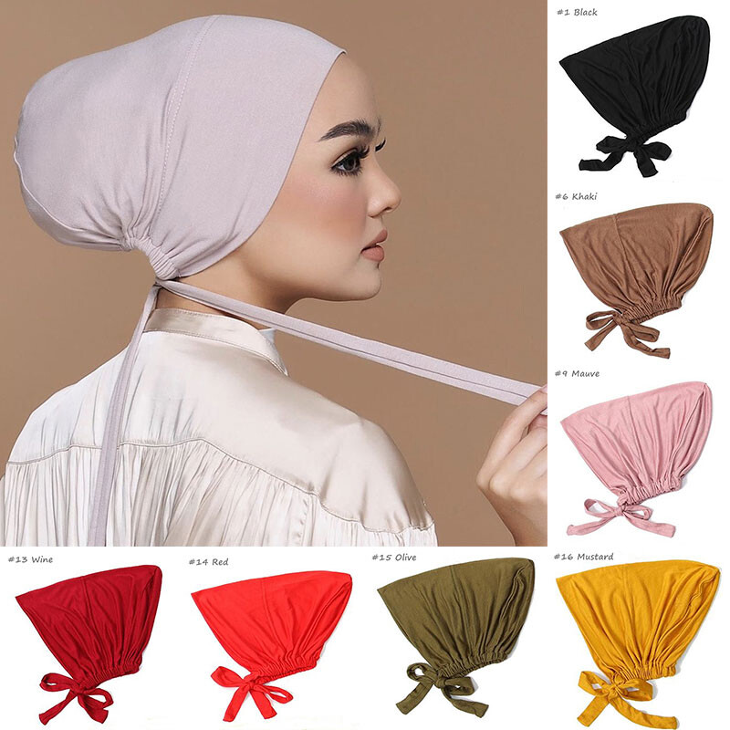Adjustable Muslim Head Scarf Inner Hijab Caps Islamic Underscarf Ninja Scarf Hat