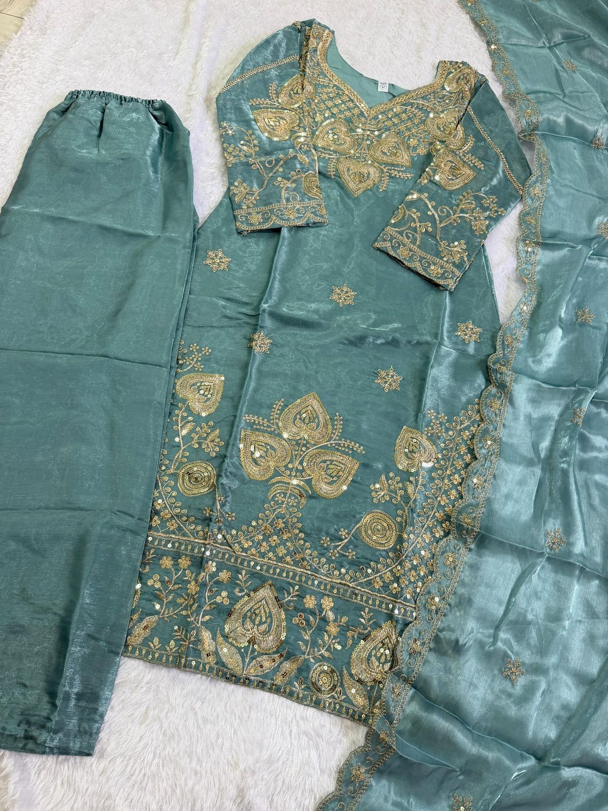 Pakistani Designer Georgette fully embroidered Sequence Work Salwar kameez