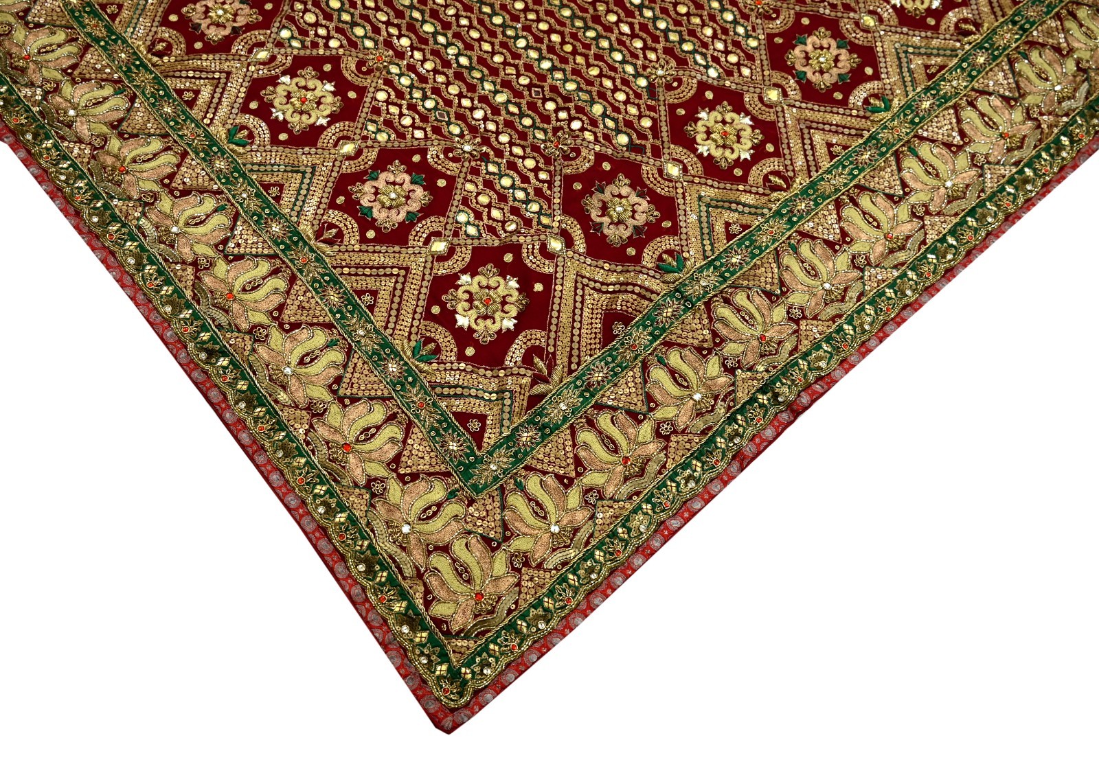 Pre-owned Sari Maroon Pure Georgette Silk Hand Embroidered Anamika Khanna sarees
