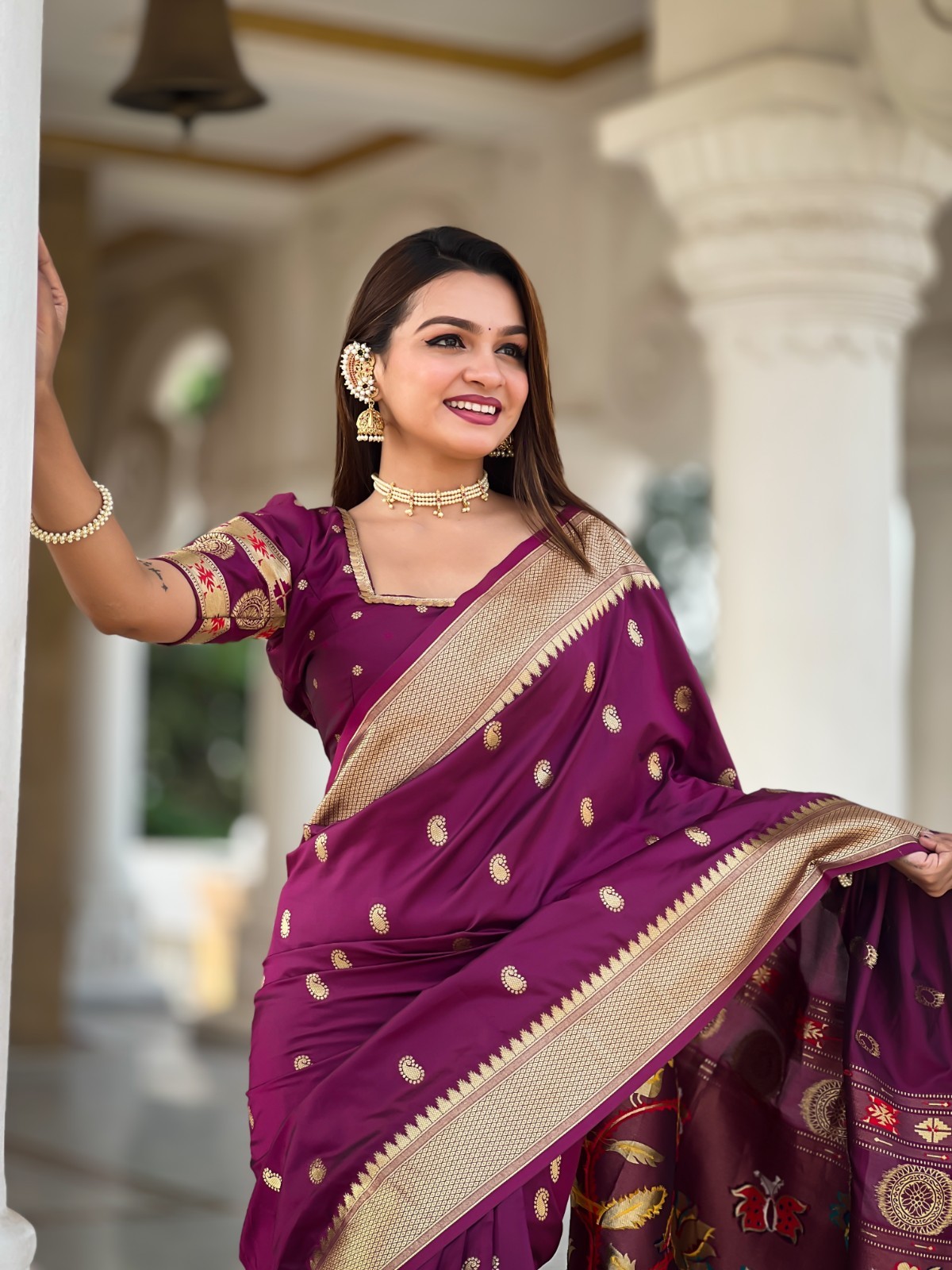 Premium Lichi Silk Saree Copper Zari Woven Rich Pallu Latest Trending Sari Gift