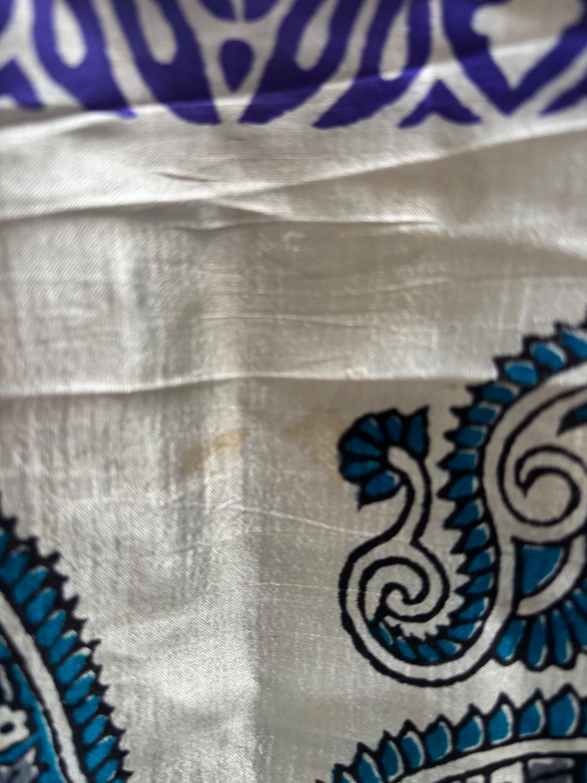 Beautiful printed soft silk saree without pico and fall, it has tiny spot pallu.