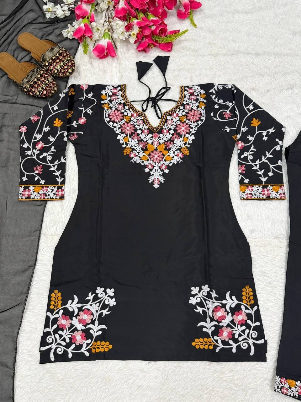 New Launching Heavy Roman Silk Black Salwar Kameez With Dupatta For Party Wear