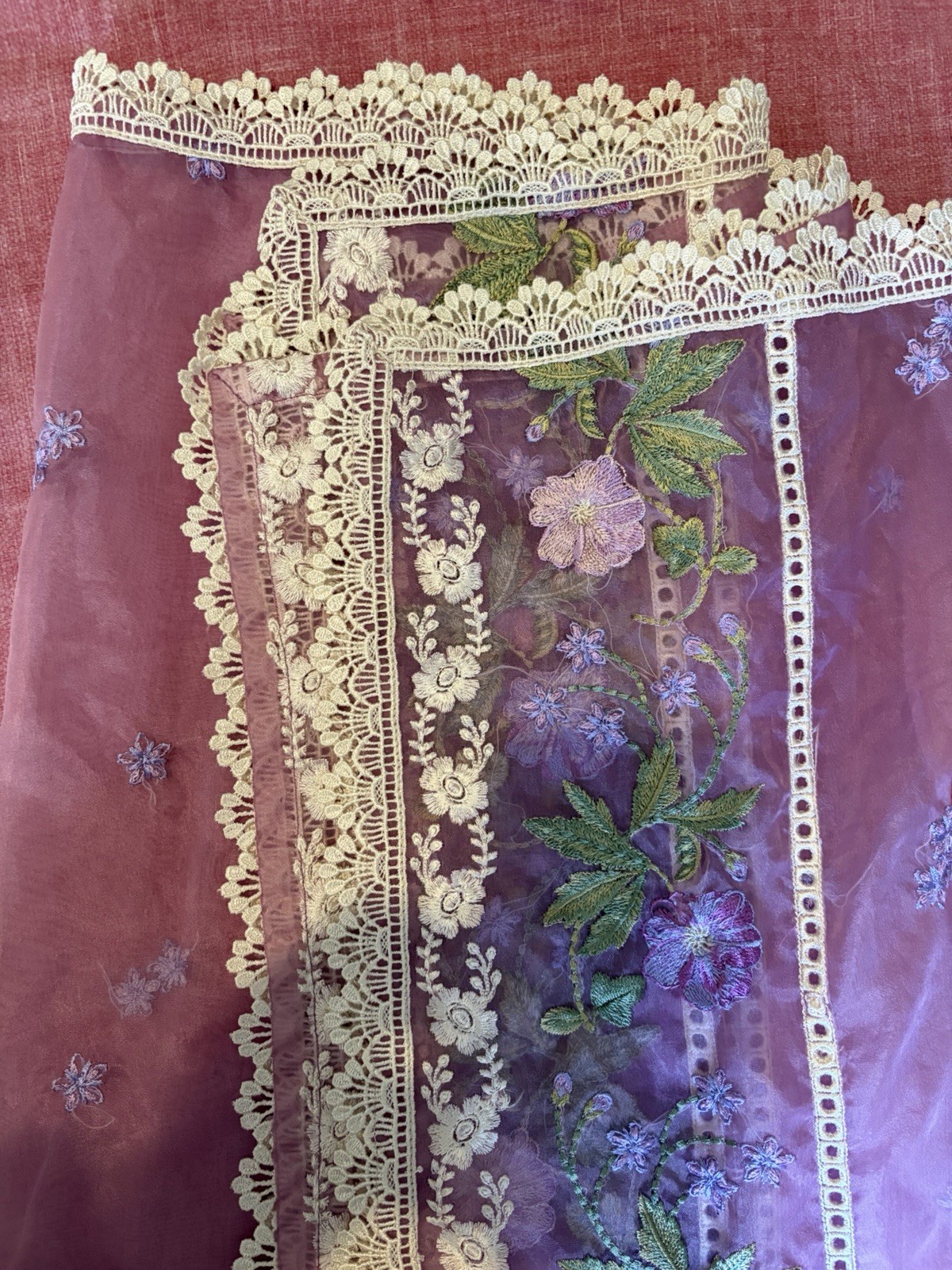 Branded Purple / Lilac ombré dyed embroidered pakistani formal dress not MariaB