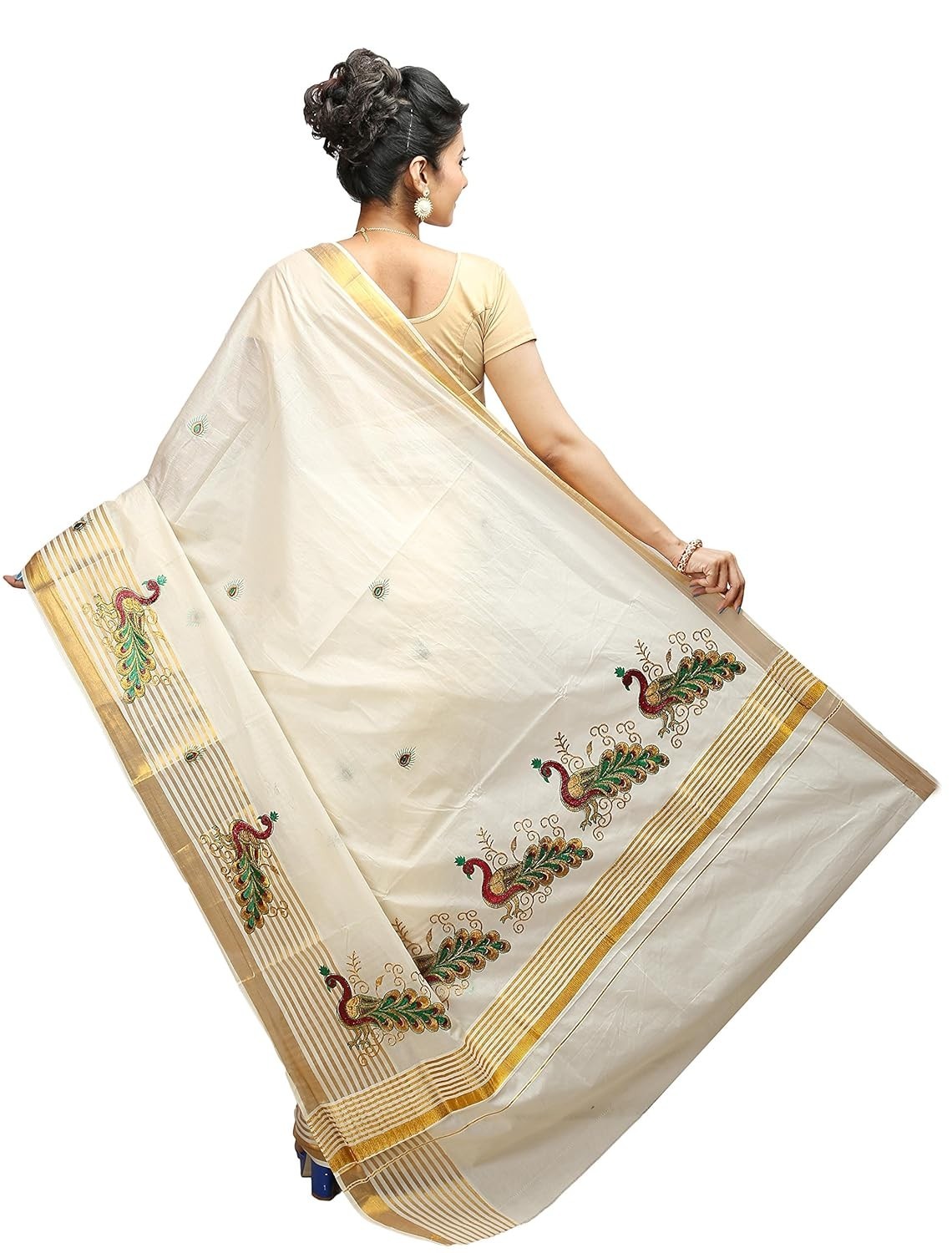 Women’s Kasavu Cotton Saree With Running Blouse