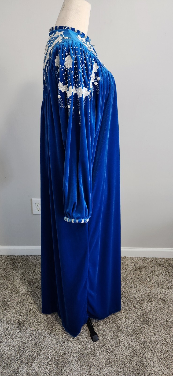 Vintage 80’S Unique THOBE Home DRESS MAXI Caftan Jalabiah Velvet Polyester XL