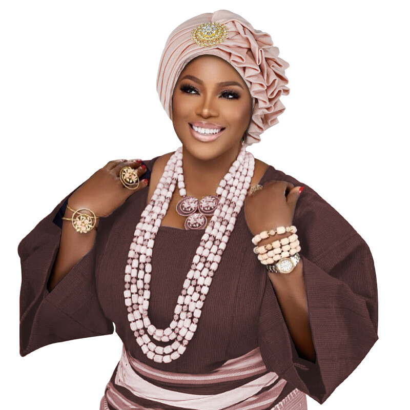African Hijab Cap Aso Oke Headtie Auto Gele Nigerian Headwear Women Turban Hat