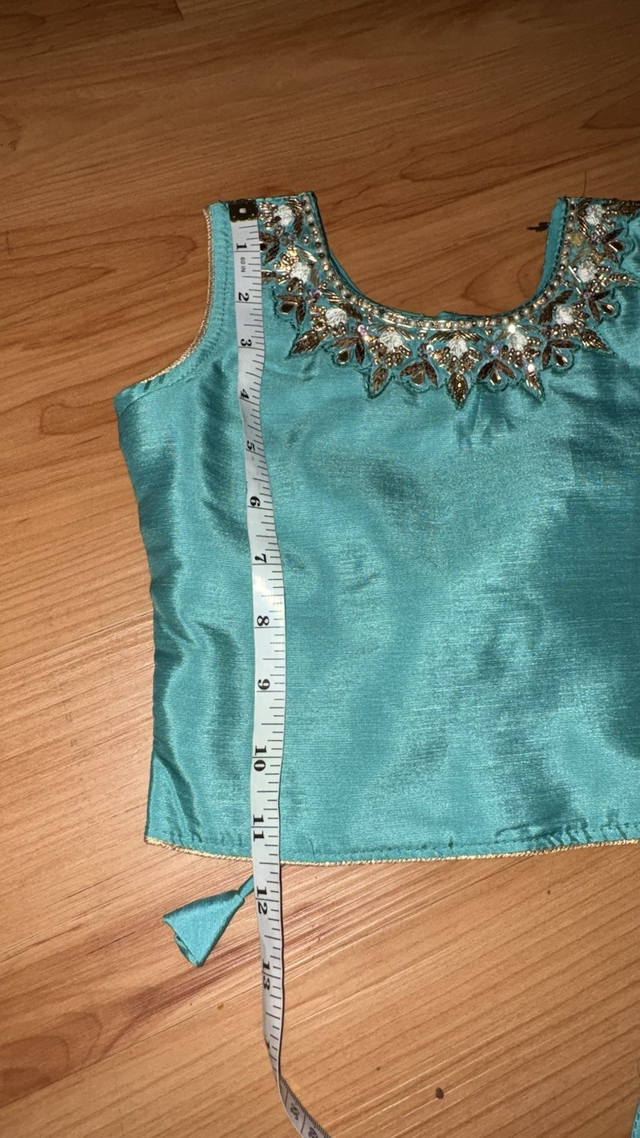 Girls Aqua And Gold Choli 3 Pieces Sz 22 Made In India Heiress Inc
