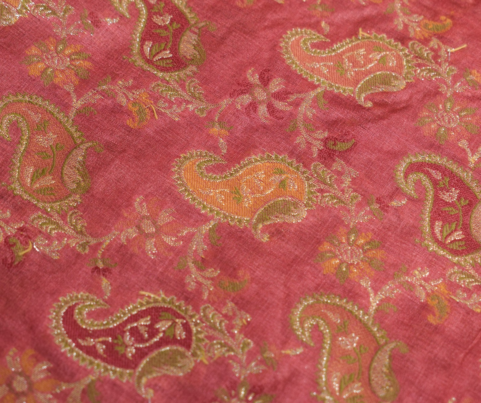 Sushila Vintage All Over Woven Saree 100%Pure Tussar Silk Maroon 5YD Sari Fabric