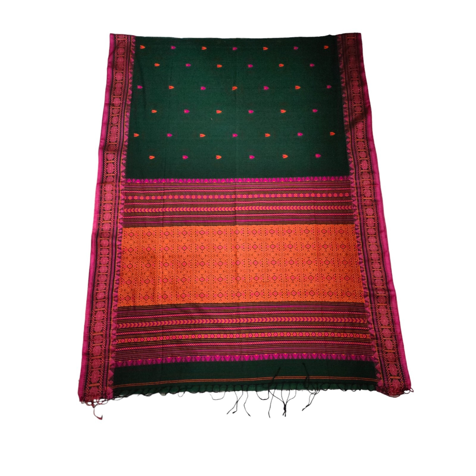 Assam Handwoven Khadi Cotton Saree Pure Mercerized Cotton Saree, Blouse Piece