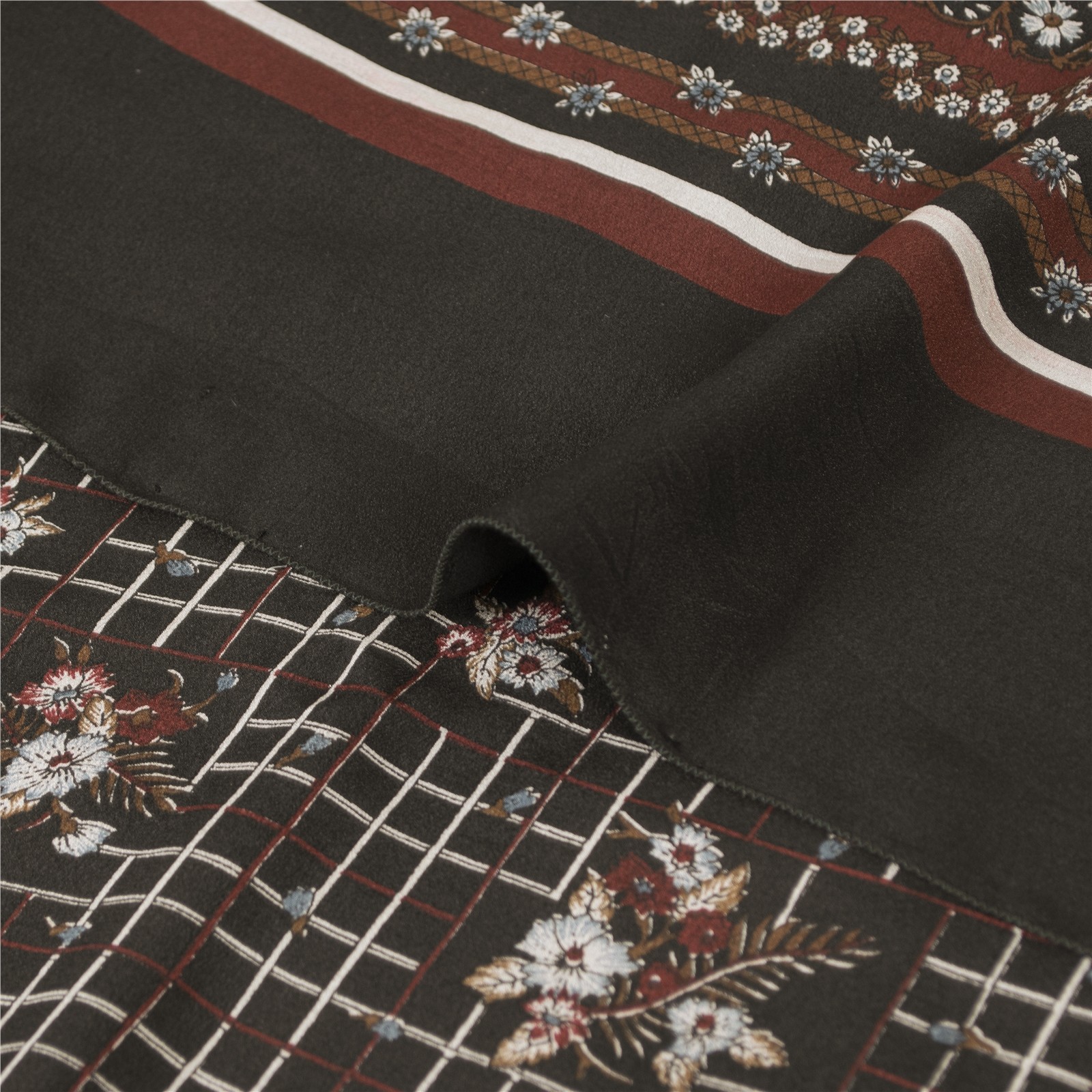 Sanskriti Vintage Sarees Black Indian Pure Crepe Silk Printed Sari Craft Fabric