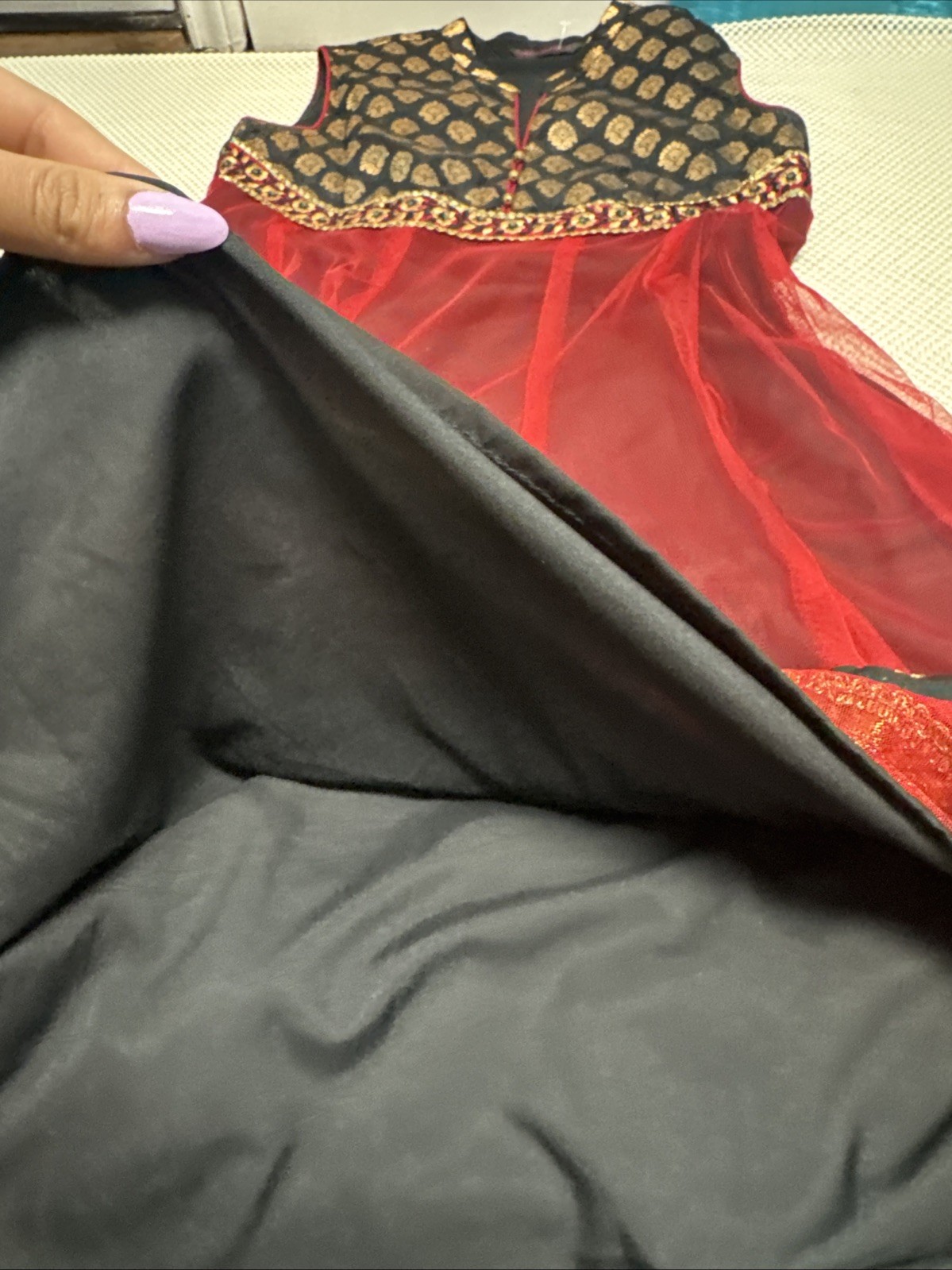 RangManch Women’s Indian/Pakistani Red/Black/Gold, Traditional Dress, Size Small