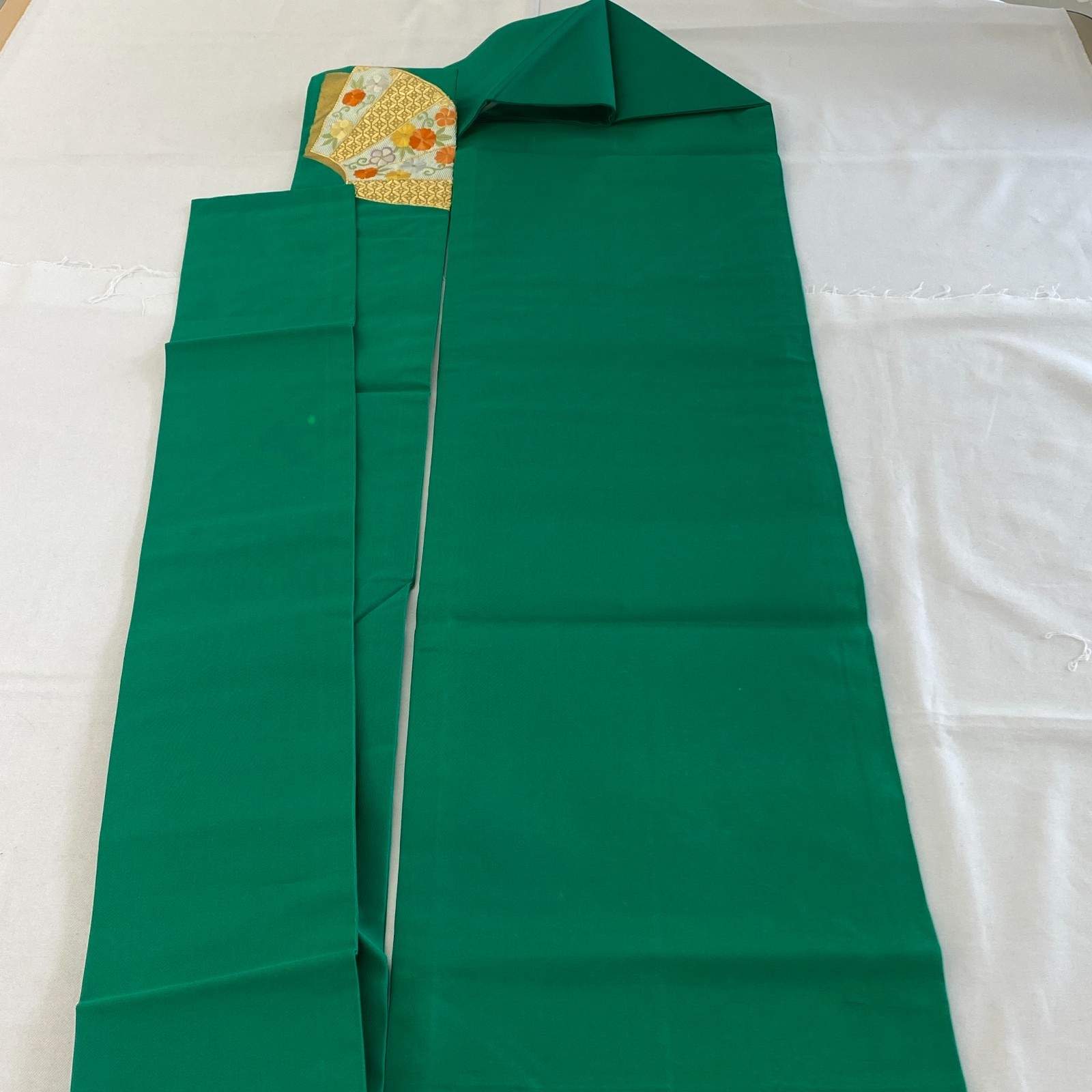 Japanese Vintage Kimono Nagoya Obi Silk Green Drit Traditional 143 x 11 in
