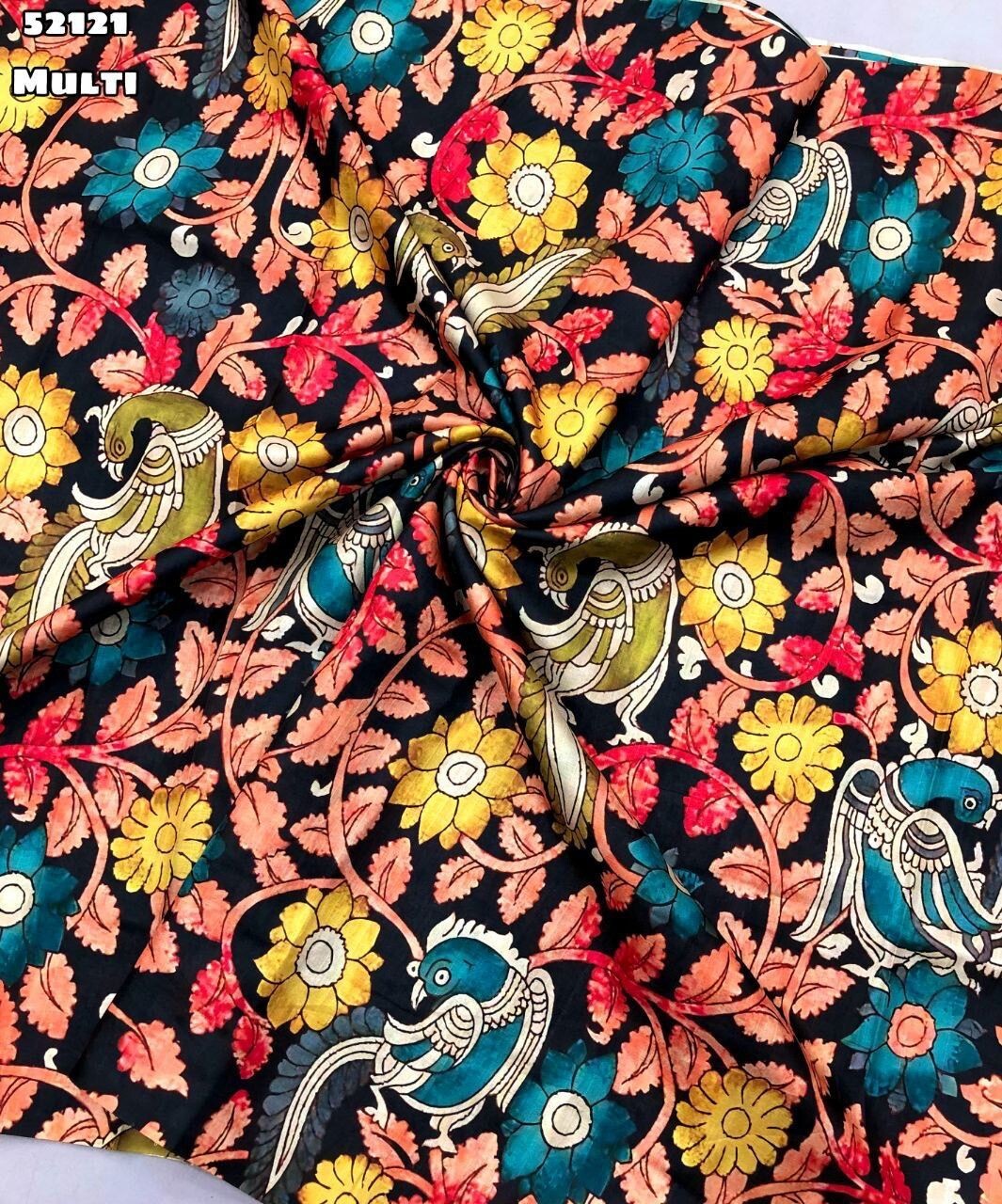 Handloom Tussar Silk Kalamkari Saree Indian Wedding Party Wear Matching Blouse
