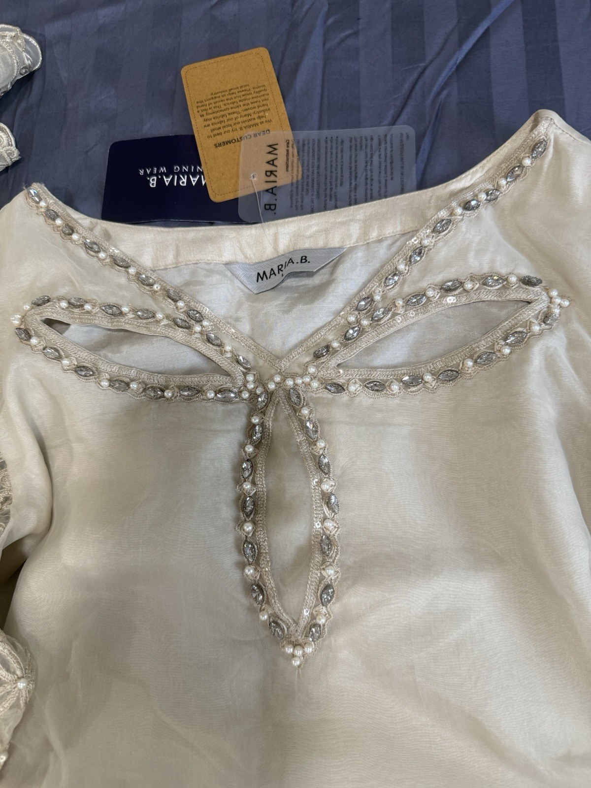 Maria B Three Piece Embroidered Organza Suit Size Large