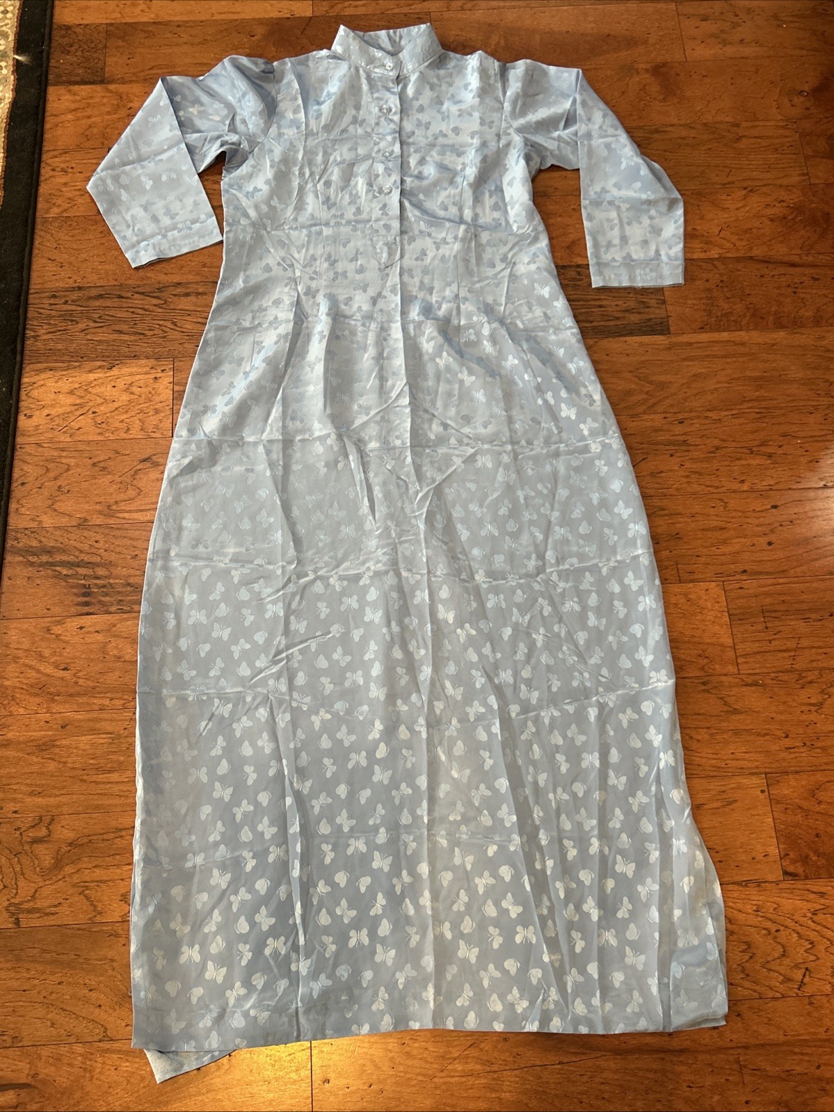 Womens Kurta Ethnic Tunic Dress Small/medium Hand Made Light Blue Butterflies