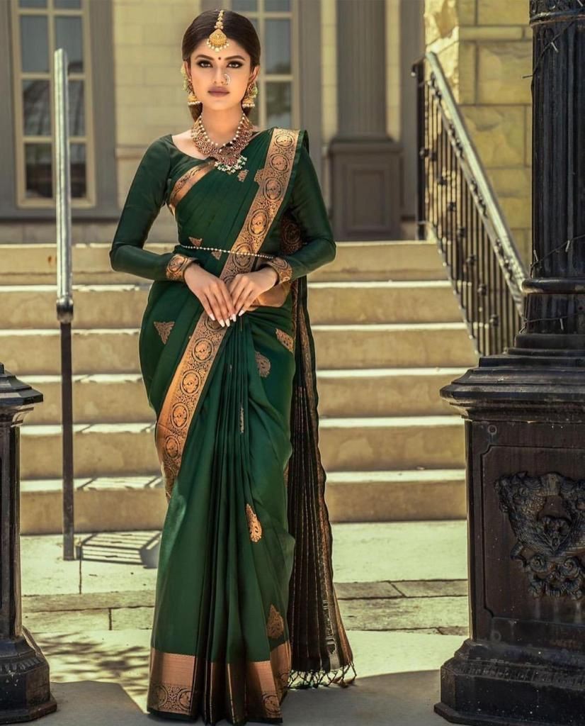 Indian Saree Soft Lichi Silk Purple Jacquard Wedding Wear With Brocade Blouse