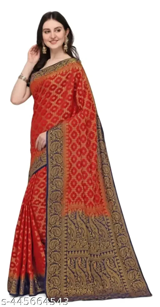 NEW BANARASI SILK SAREE WITH UNSTICHED TASSELS & LATKAN
