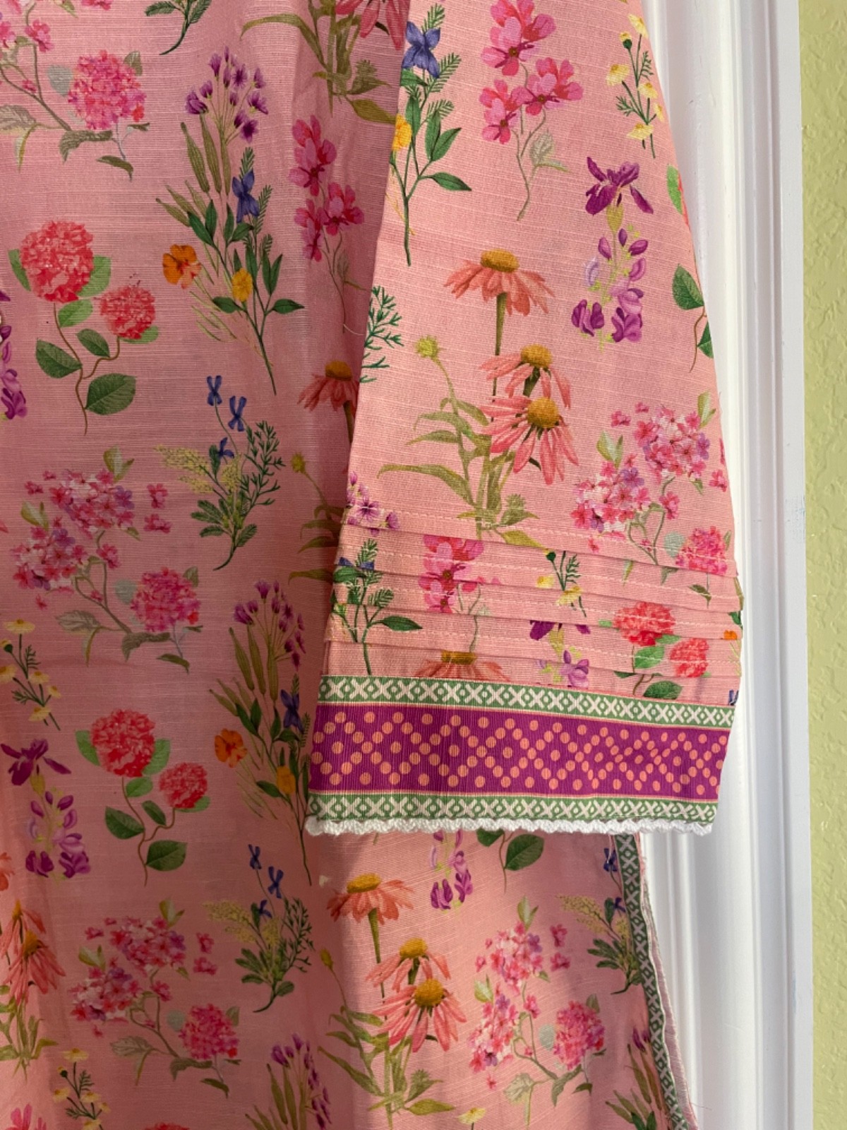 2 piece Ready to wear pink printed shirt & Trouser Fabric Khaddar .Brand Lakhany