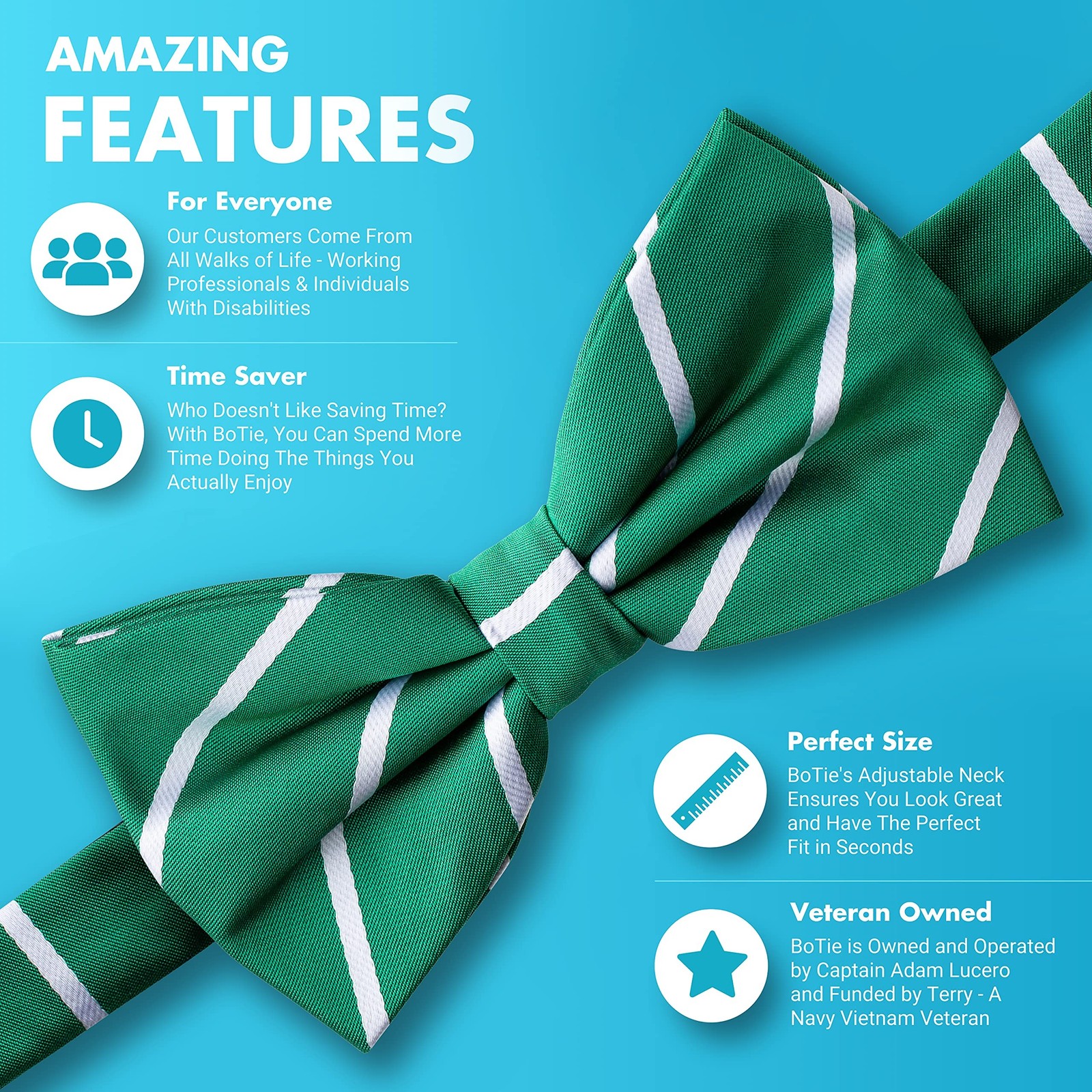 GoTie Men’s Striped Bowtie – Bow Ties Ready to Wear – Pretied Adjustable Ties…
