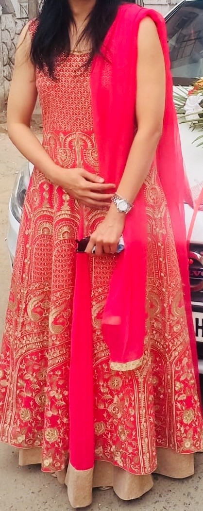 Royal Pink Viscose Georgette Anarkali