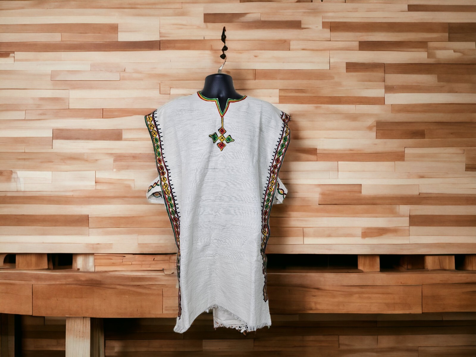 Ethiopian Traditional Embroidered Men’s Shirt Unique Fetele Handmade Top