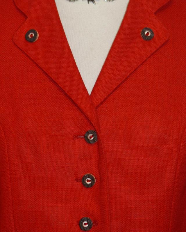 RED ~ COTTON & LINEN ~ Women German SUMMER Short Riding Dress Suit JACKET 38 6 S